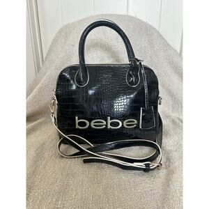 Bebe Black Croc-Embossed Handbag